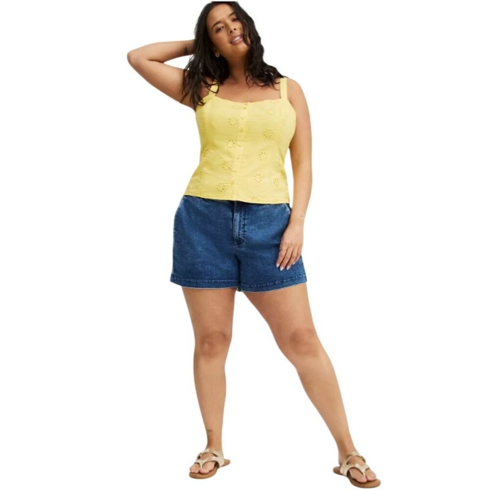 Torrid Women's Cotton Eyelet Cami Tank Top Yellow Size O OX Yarrow Cotton